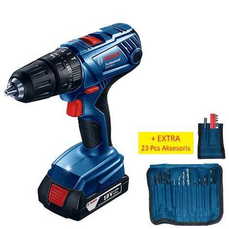 Bosch GSB 180-Li Mesin Bor Obeng Tembok Baterai + Aksesoris 23 Pcs perkakaskubo55 Ayo Beli