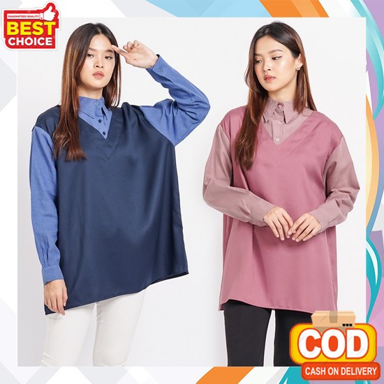 Jenie Tile Top/Atasan Tile Ld 100/Blouse Tile Dott/Atasan Busui Friendly/Atasan Murah Arena - Blouse