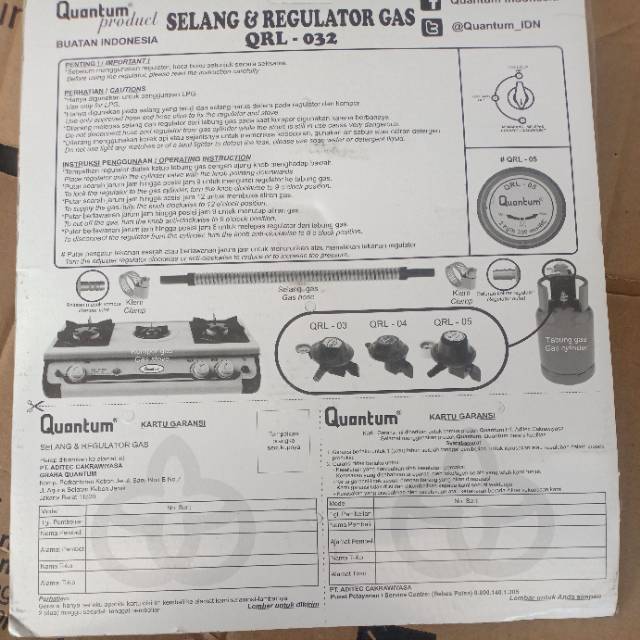 SELANG GAS QUANTUM QRL 032 - REGULATOR QUANTUM - SELANG PAKET QUANTUM