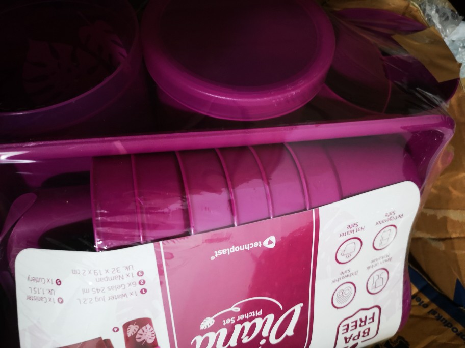 Eskan Pitcher Teko Set 2l Gelas Pelangi Plastik Bpa Free Aman Tidak Bau Plastik