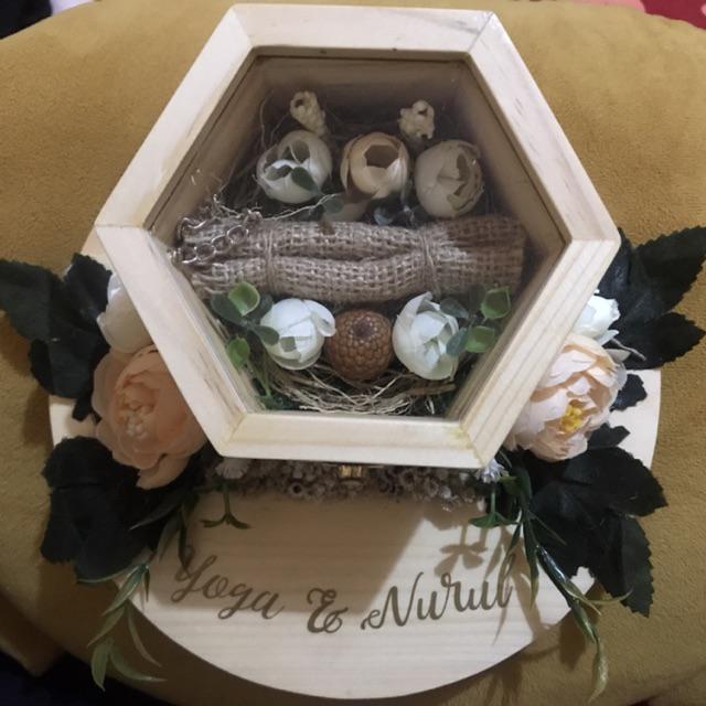 Ready Stock! Ring Bearer, Ring Box, Kotak Cincin, Seserahan -  Rustic Dengan Nama.