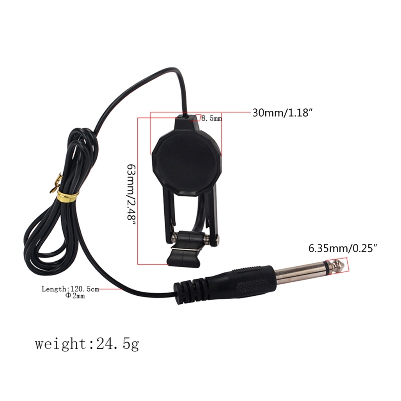 Pickup Clip-on Dengan Kabel Jack 1 / 4 &quot;2.5M Untuk Biola