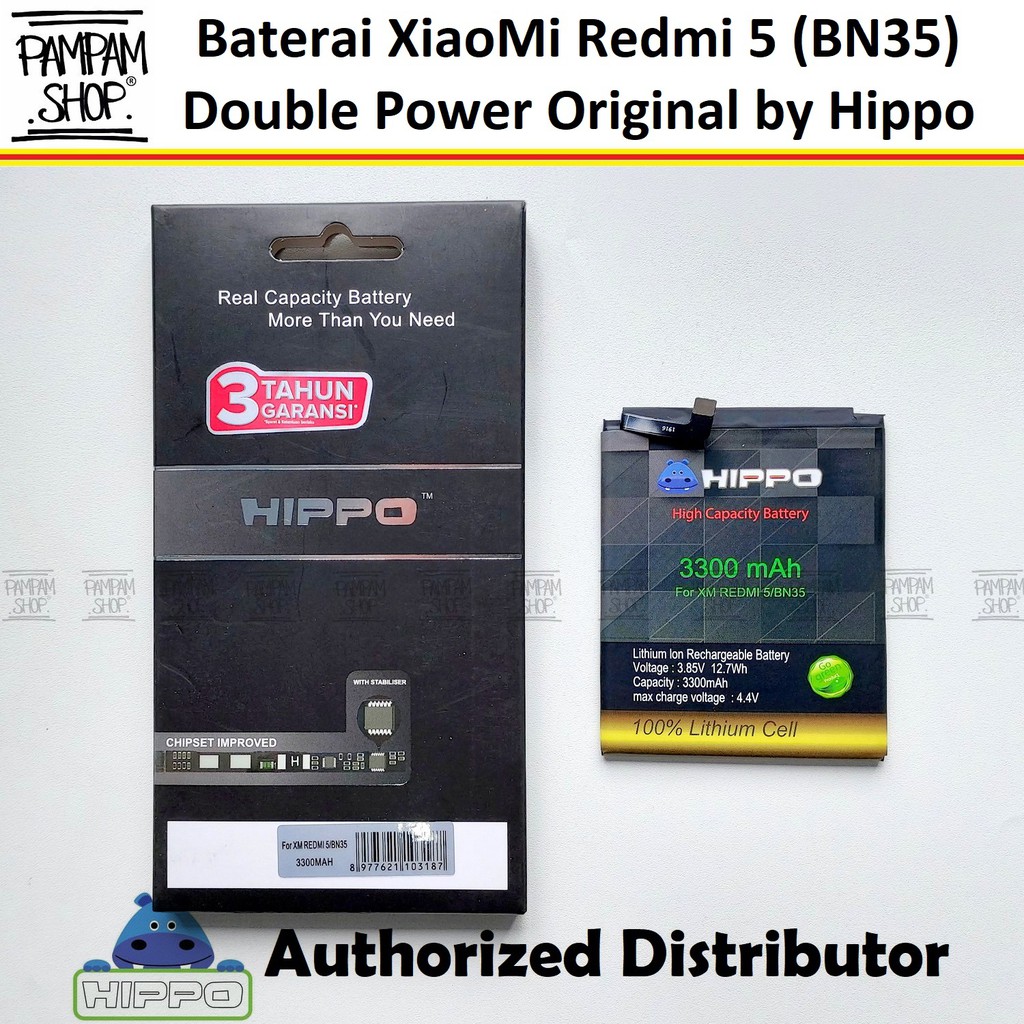 Baterai Hippo Double Power Original XiaoMi BN35 Redmi 5 Batre Battery Batrai Dual Handphone HP Hipo