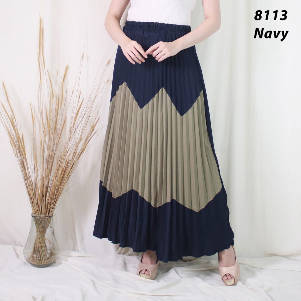 ROK PLISKET PAYUNG KOMBINASI 8113 PLEATS SKIRT WANITA KOMBINASI WARNA TERMURAH