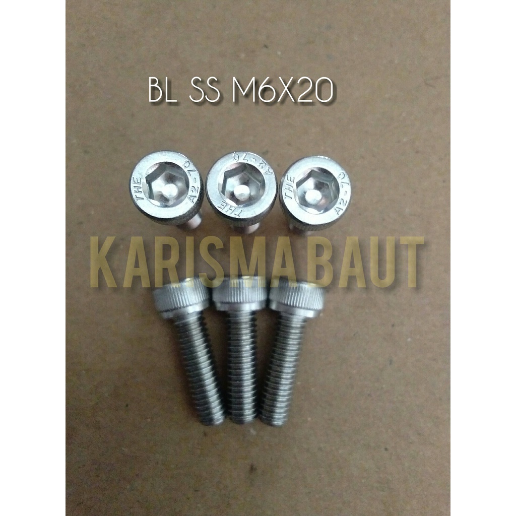 Baut L stainless steel m6 x 20 / BL SS 6x20 (kunci L m5)