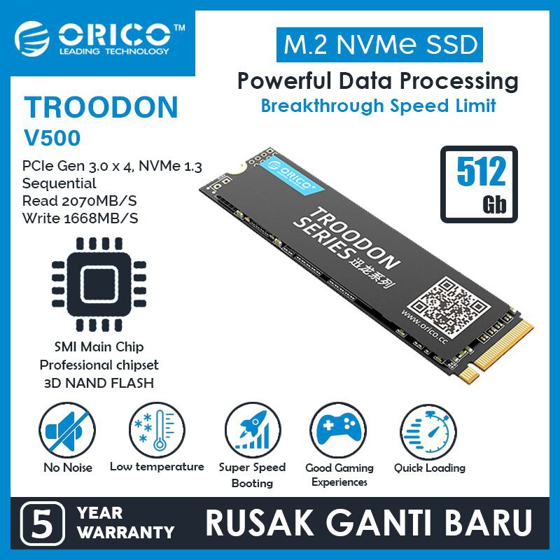 ORICO V500-512GB SSD M.2 NVMe 2280 TROODON SERIES