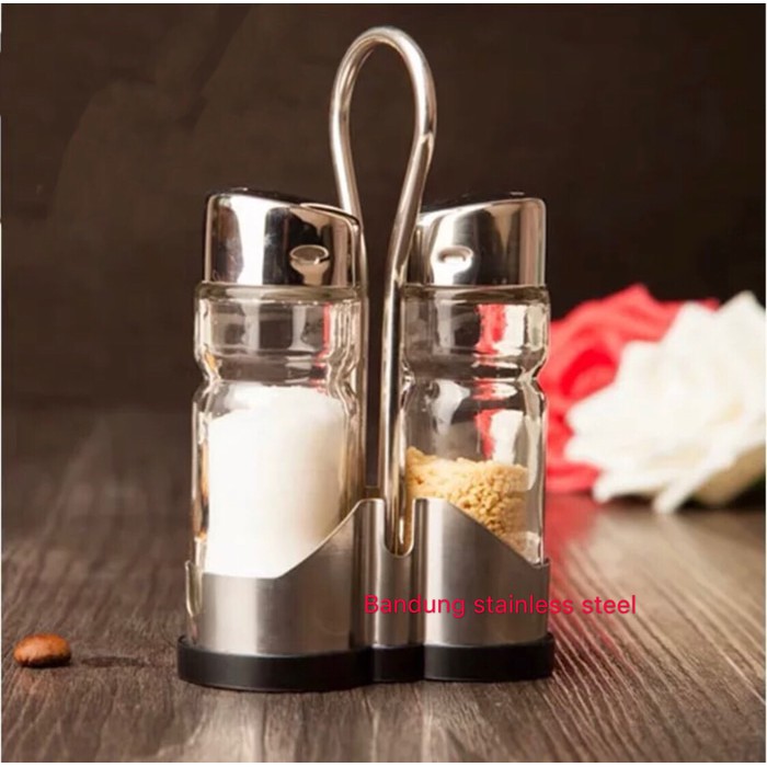 

Tempat bumbu set 2 in 1 2pcs rak bumbu kaca elegan