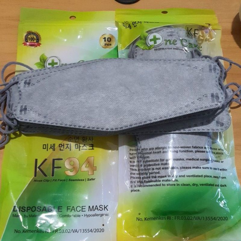 Masker kf94 model korea One Care isi10pcs warna Grey Abu-Abu