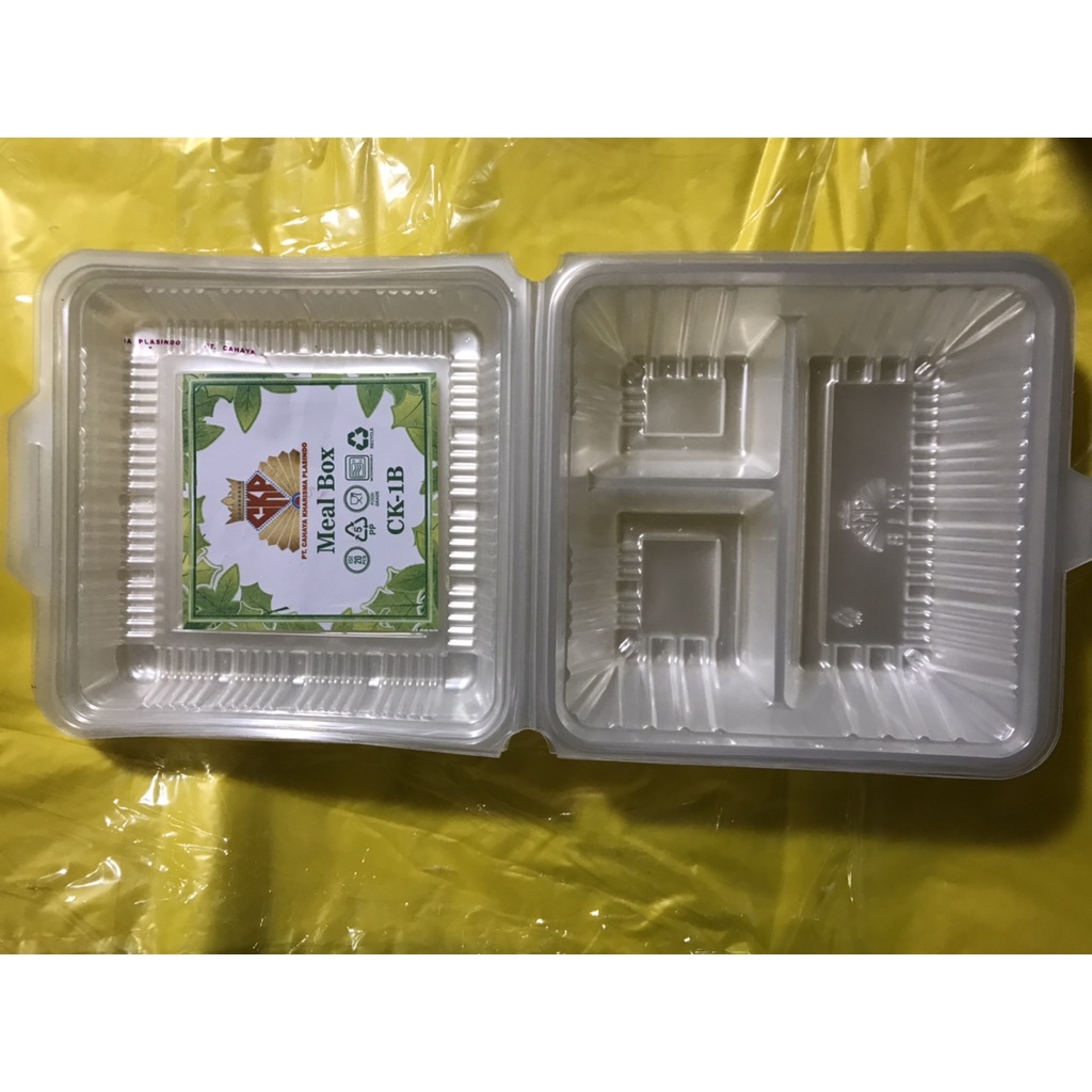 Mika nasi sekat 3/meal box sekat 3 bening transparan, foodgrade , microwaveable, isi 20 pcs / tahan 