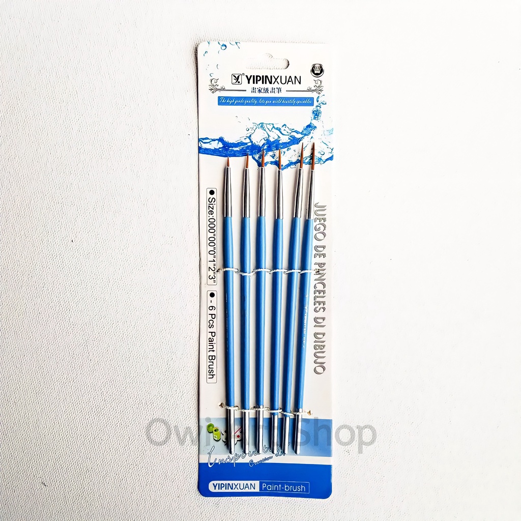 

Kuas Lukis Yipinxuan Set 6pcs 000 - 3 Kuas Lancip - Kuas Lukis Runcing - Kuas Detail