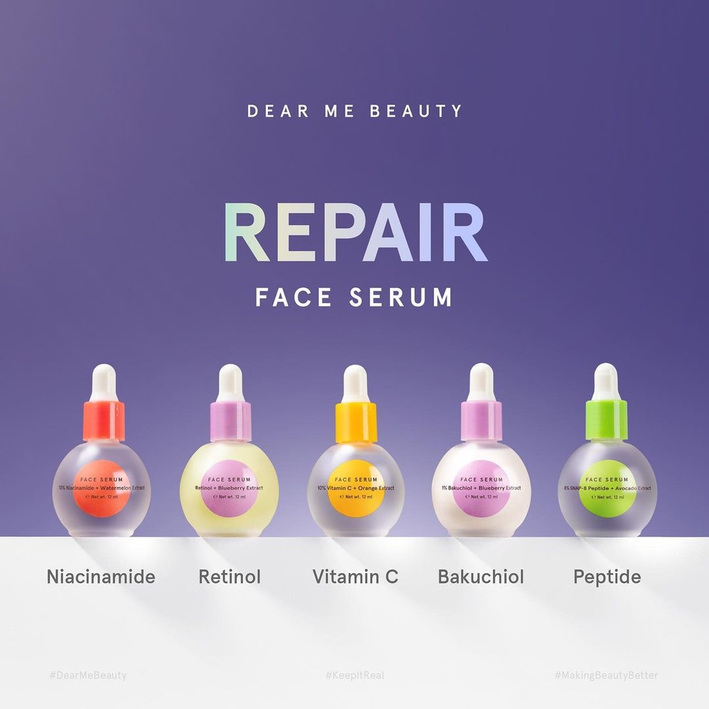 ⭐BAGUS⭐ [SALE]  DEAR ME BEAUTY FACE SERUM 12ml 32ml | Single Activator Serum Wajah Niacinamide Vit C Cica Bakuchiol Peptide Ceramide Hyaluronic Retinol