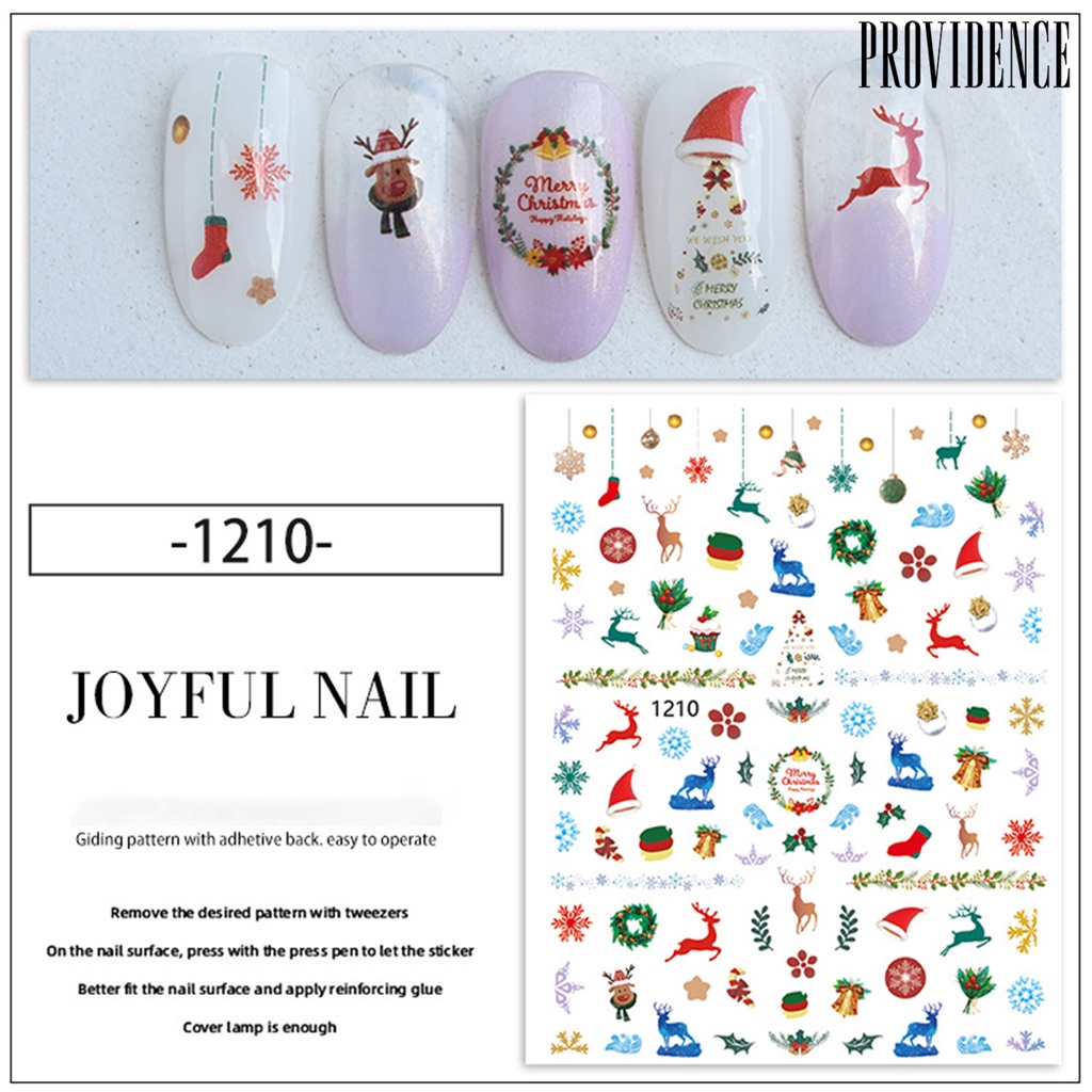 Providence 11Pcs/Set Christmas Patterns Nail Sticker DIY Colorful 3D Nail Snowflakes Christmas Gifts Decals for Winter