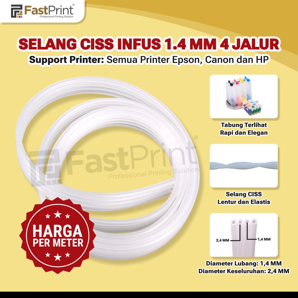 Selang 4 / 6 / 8 Jalur CISS Infus Modifikasi Printer Epson Canon Dan HP 1.4MM