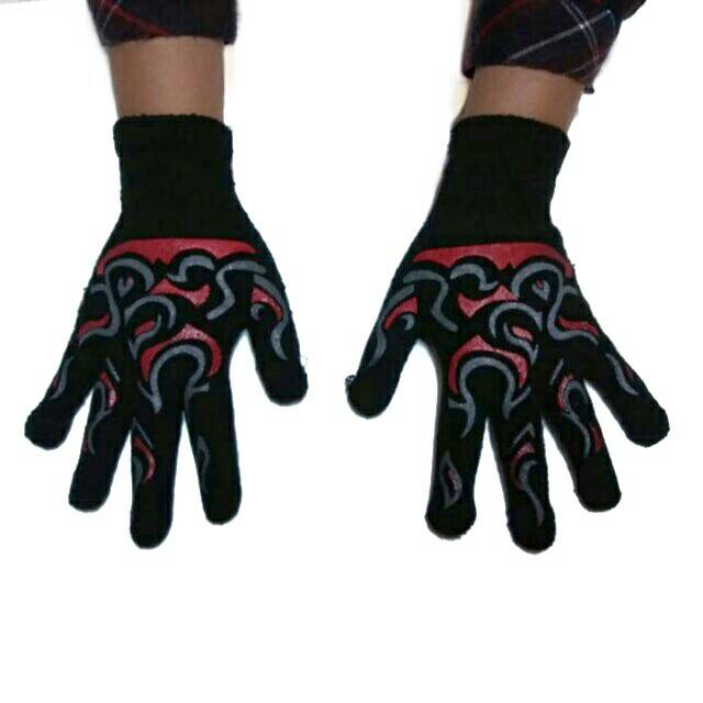 Hand Gloves Rajut Motif Api Sarung Tangan Motor Rajut Motif Unisex Tebal Berkualitas