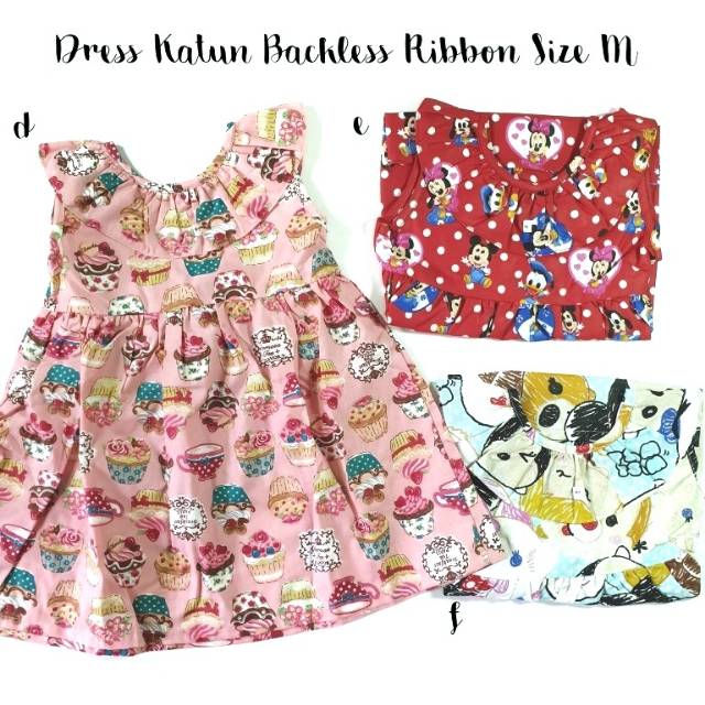 Dress Anak Katun Backless Ribbon Size M