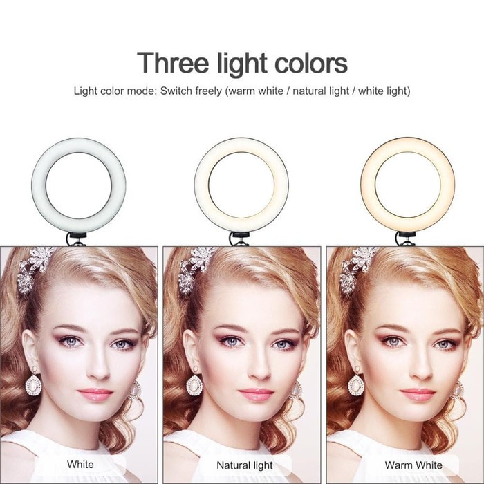 Lampu Halo Ring Light LED Kamera 12W 10 Inch with 3x Smartphone Holder