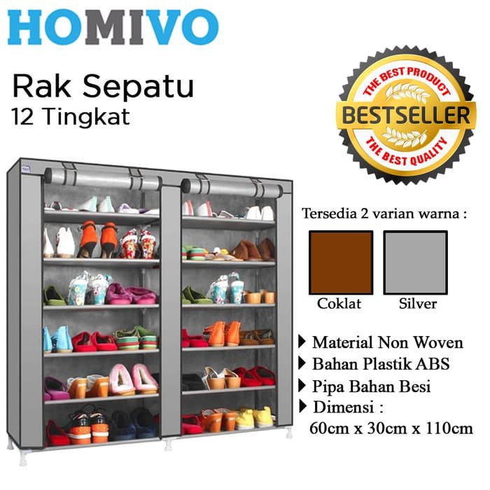 Rak Sepatu Cover Double 12 Susun Shoe Rack With Dust Cover Xg12a Coklat Shopee Indonesia