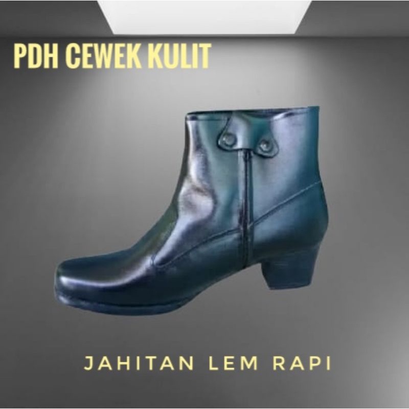 sepatu PDH sleting wanita kulit/ sepatu wanita dinas/ sepatu pantofel cewek kulit/ sepatu security cewek/ sepatu satpam wanita/ sepatu TNI polwan wanita