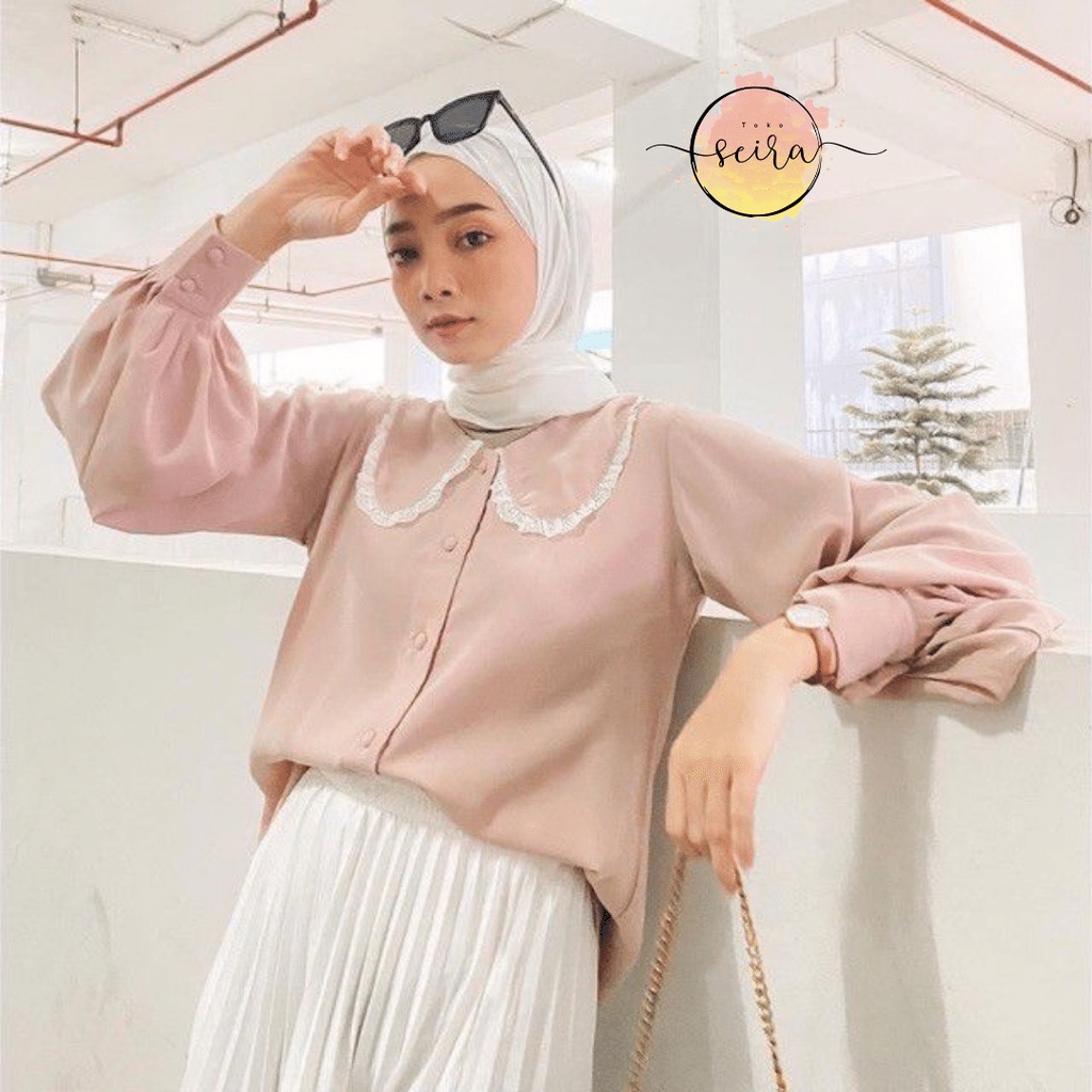 [BISA COD] Blouse Kemeja Kenami Renda / Kellya Top Blus Kenami Renda