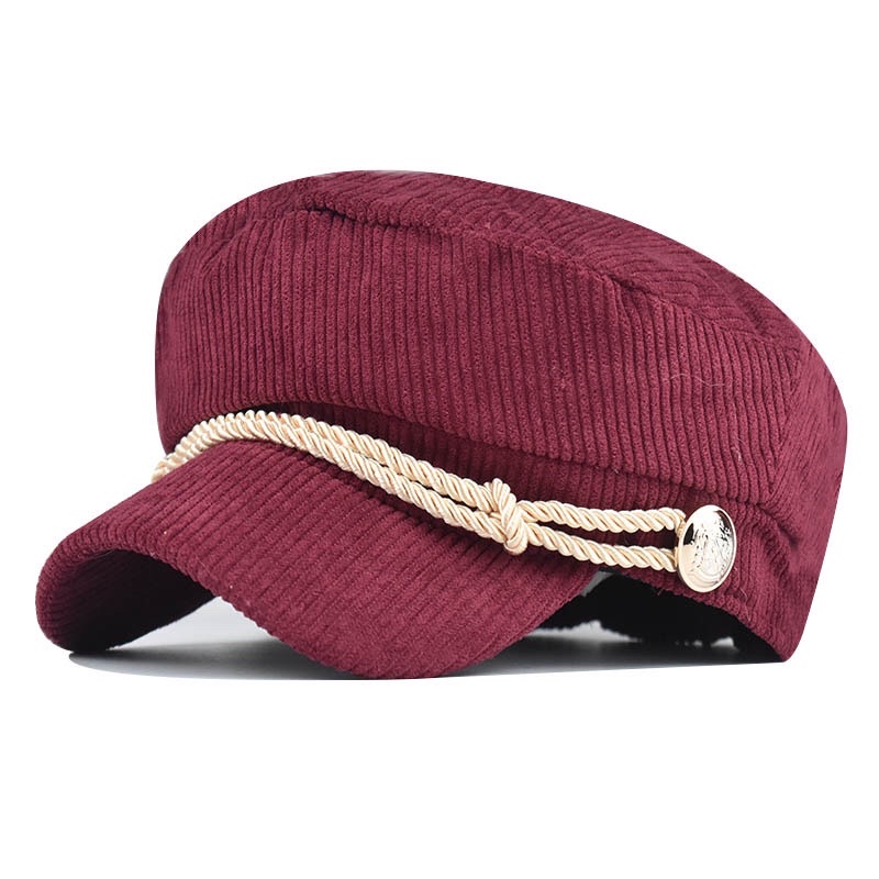 Topi Wanita Korea Fashion Oktagonal Wol Police-No 2 Maroon