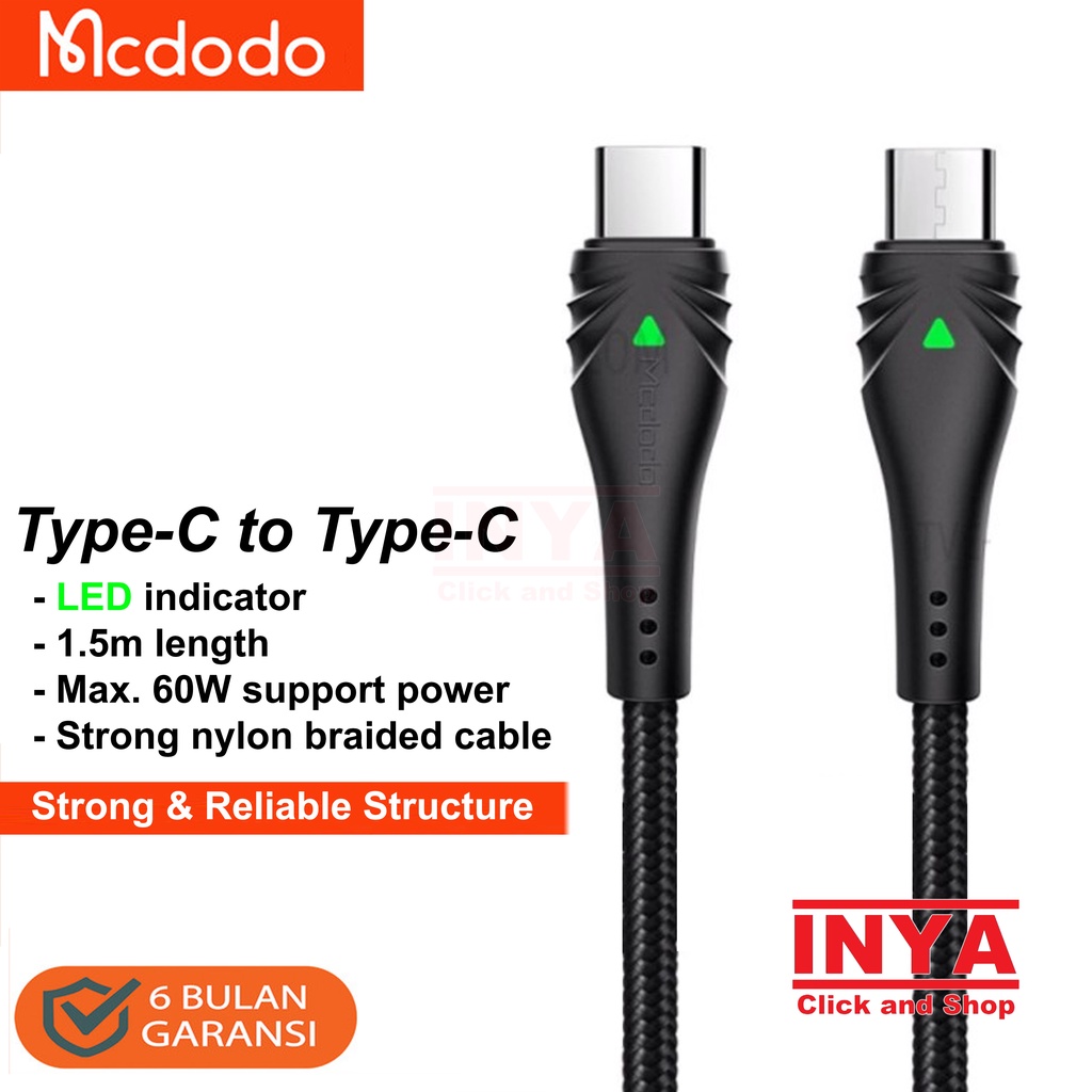 MCDODO CA-6660 Type C to Type C Data Cable 1.5m - 3A Quick Charging - Kabel Data