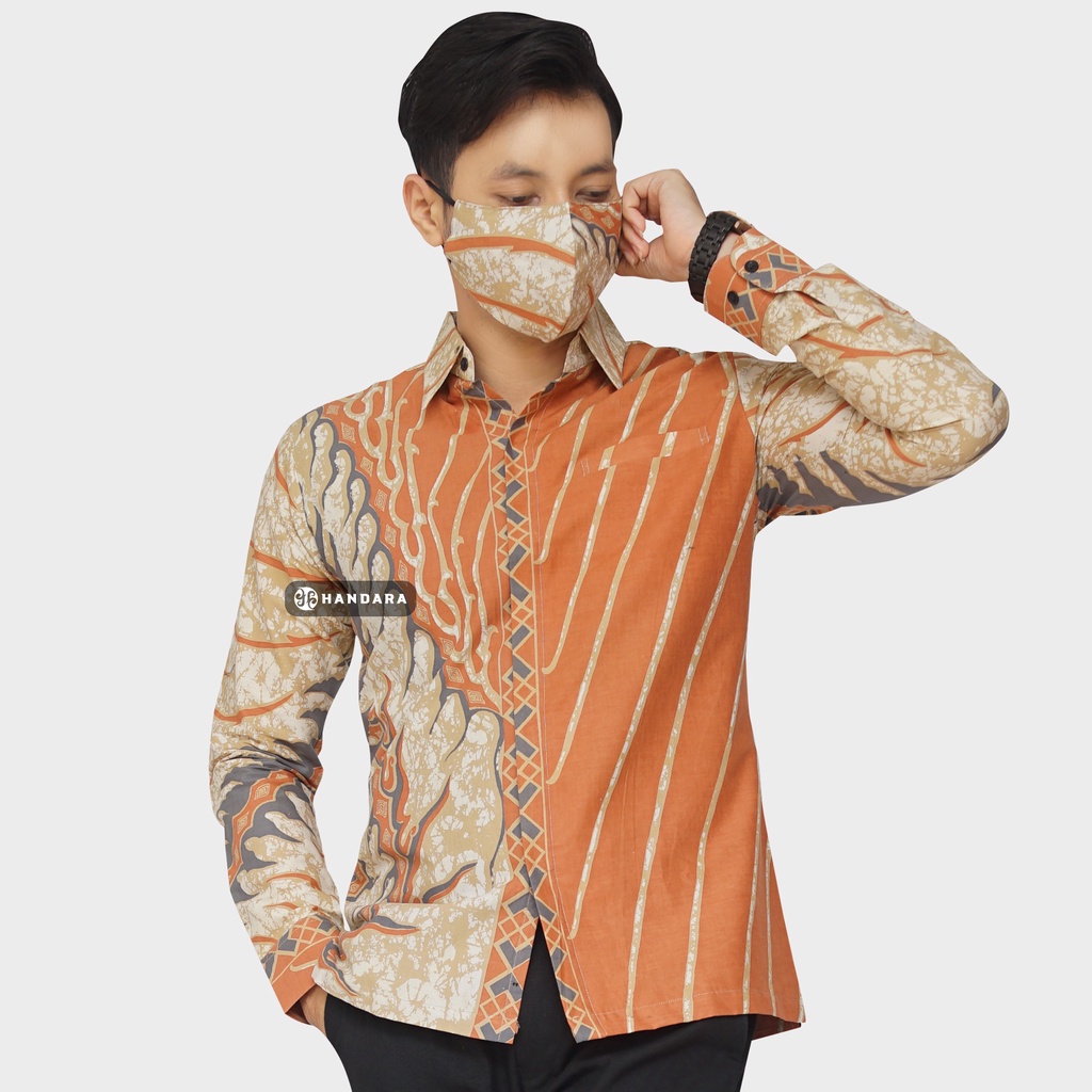 Baju Kemeja Batik Pria Lengan Panjang Slim Fit Premium Modern Full Furing Katun Halus Original Handara Motif Akar Naga HB-180