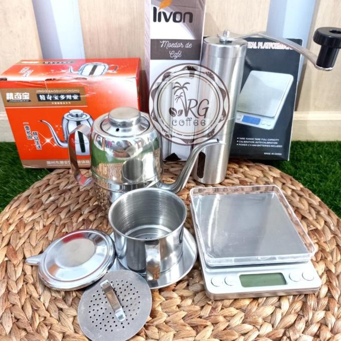 ] PAKET KOPI TIMBANGAN KOPI +GRINDER MANUAL + OLIVE KATTLE +VIETNAM DRIP