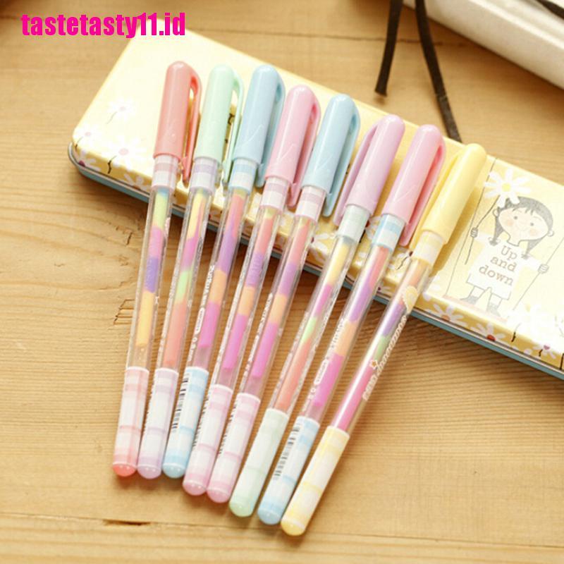 【TTID】2pc Cute Highlighter Pen Marker Stationary Point Pen Ballpen 6 Color