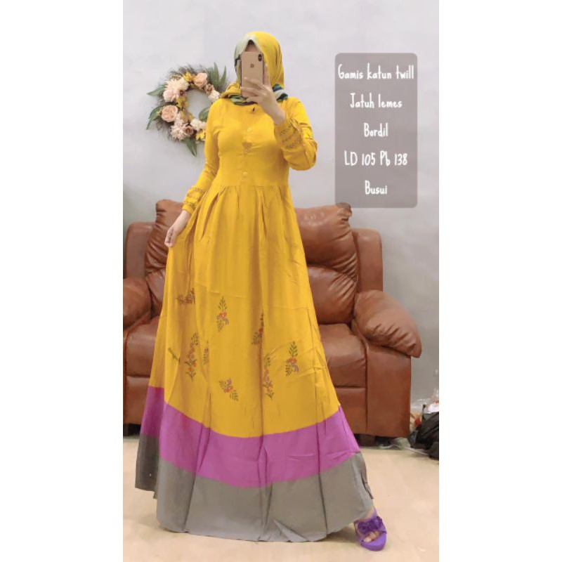 GAMIS INAYAH BORDIR / gamis katun HQ / gamis rep T / gamis wanita kekinian