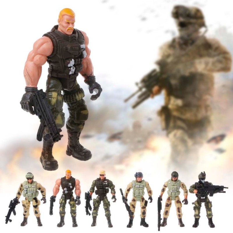 Wili❃ 6Pcs/Set Action Figure Army Soldiers Toy with Weapon Military Figures Child Toy