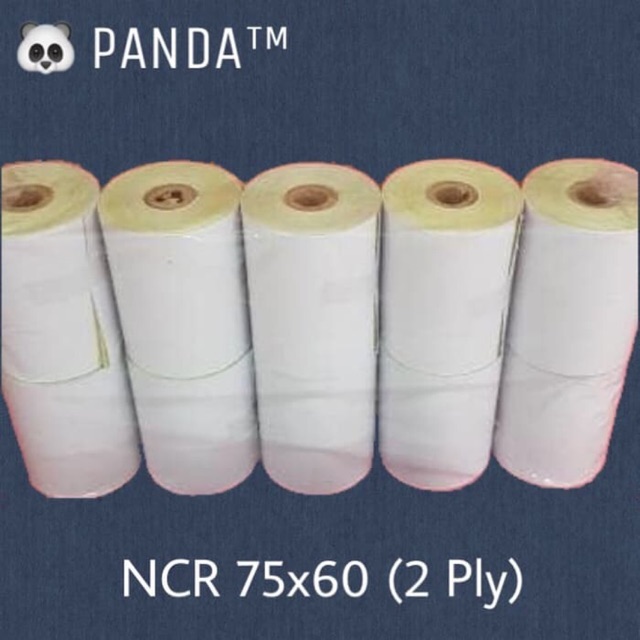 

HJK KERTAS NCR STRUK KASIR PANDA 75x60mm PAPER ROLL (2 Ply) Isi 10 Roll