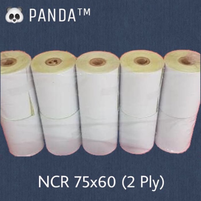 KERTAS NCR STRUK KASIR PANDA 75x60mm PAPER ROLL (2 Ply) Isi 10 Roll