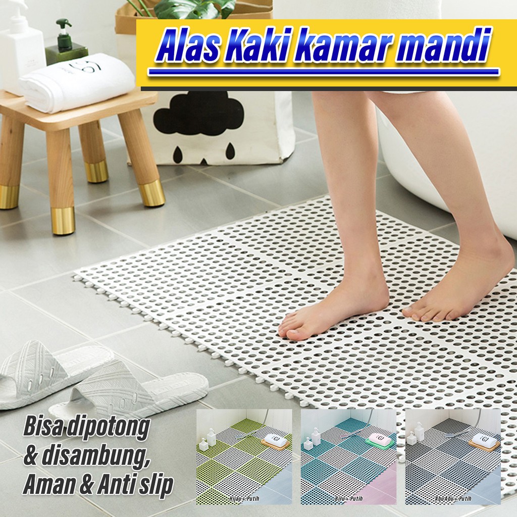 UG Karpet Kamar Mandi Anti Licin 30x30CM / Keset Lantai Anti Slip Polkadot Dapur Mat Non-Slip