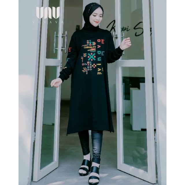 Tunik Kaos Wanita Terbaru Bahan Cotton Combed 24S