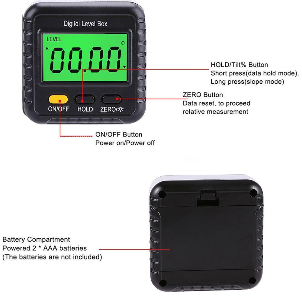 Solighter Digital Level Box Angle Finder Mini LCD Backlight Pengukur Kadar Goniometer Elektron