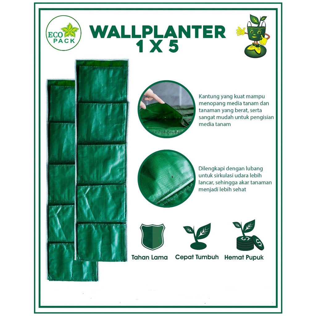Wall Planter Bag Vertical Garden 5 kantong ( 1 x 5 )