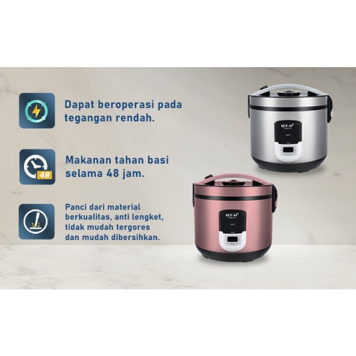 SEKAI Rice Cooker 3in1 CMW 520 Penanak Nasi CMW520 Stainless 1,8 Lt - Silver