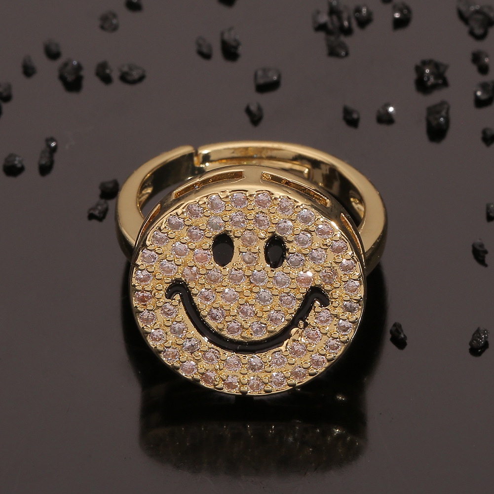 Baru personalized perhiasan tangan tembaga berlapis emas mikro bertatahkan zircon round smiley cinci