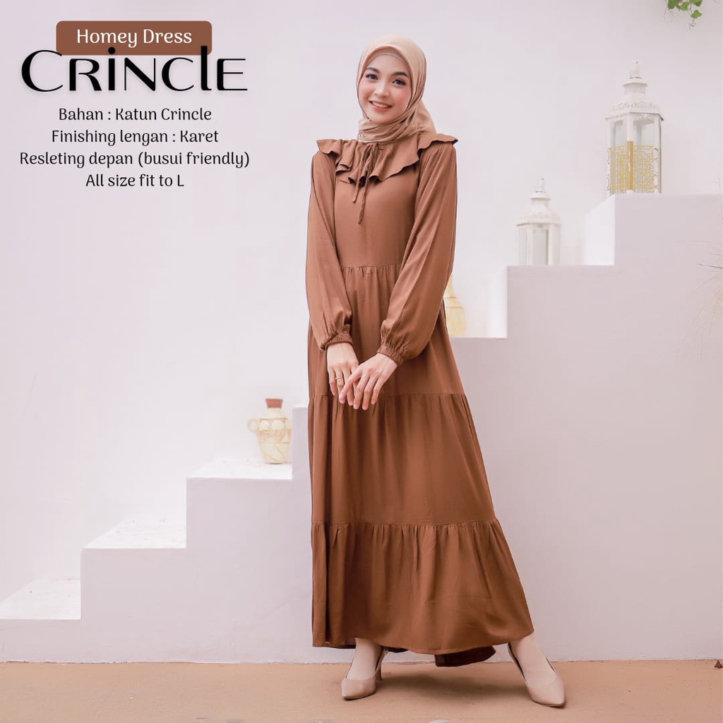 New!! Gamis Dewasa Jumbo/Homey Dress Crincle-Bahan Katun Crincle Premium Motif Polos-Busana Muslimah Dewasa