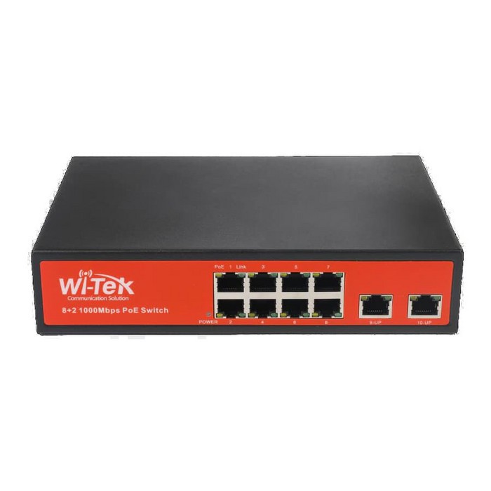 Wi-Tek WI-PS308G 10-Port 48V Gigabit Ports PoE Switch with 8-Port PoE