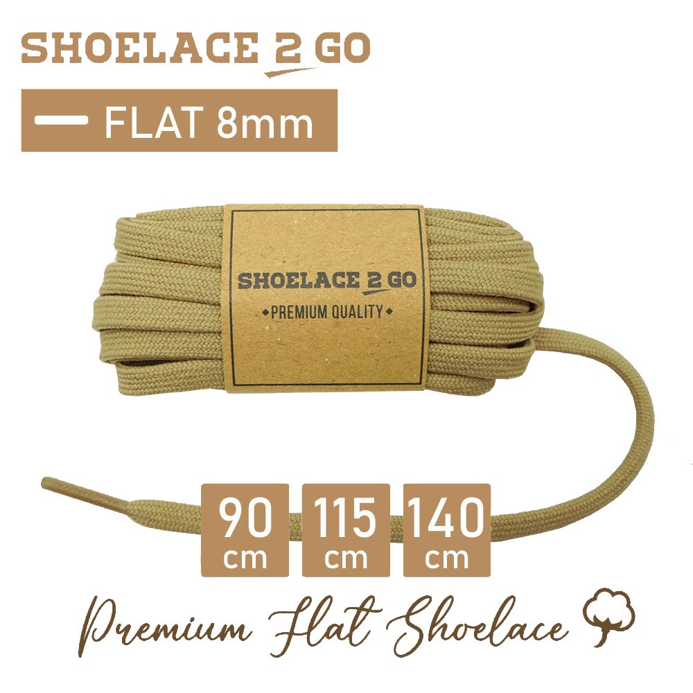 SHOELACE 2 GO PREMIUM TALI SEPATU GEPENG PIPIH FLAT - SF8 - C3 - LIGHT BROWN - 8MM