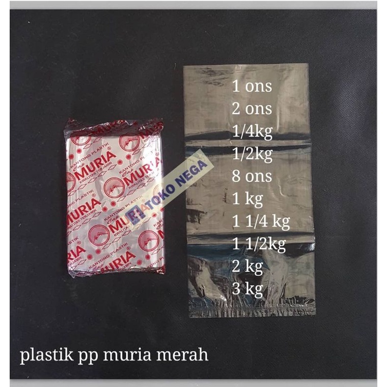 plastik pp bening muria merah ukuran 17x27 (1 1/4kg)