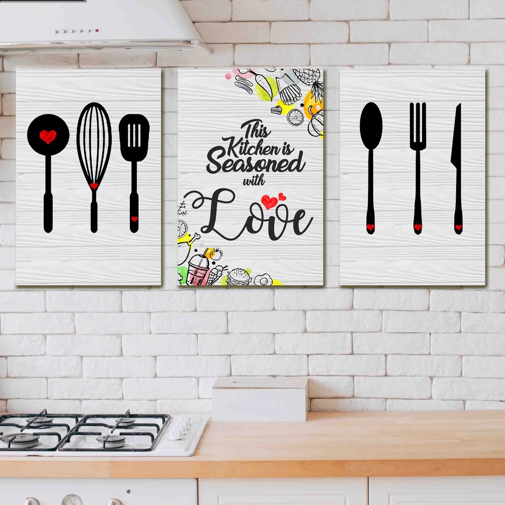 wall decor kitchen 1 set ( isi 3 ) ukuran 20x30 cm termurah dan bergaransi papan mdf tebal 9mm