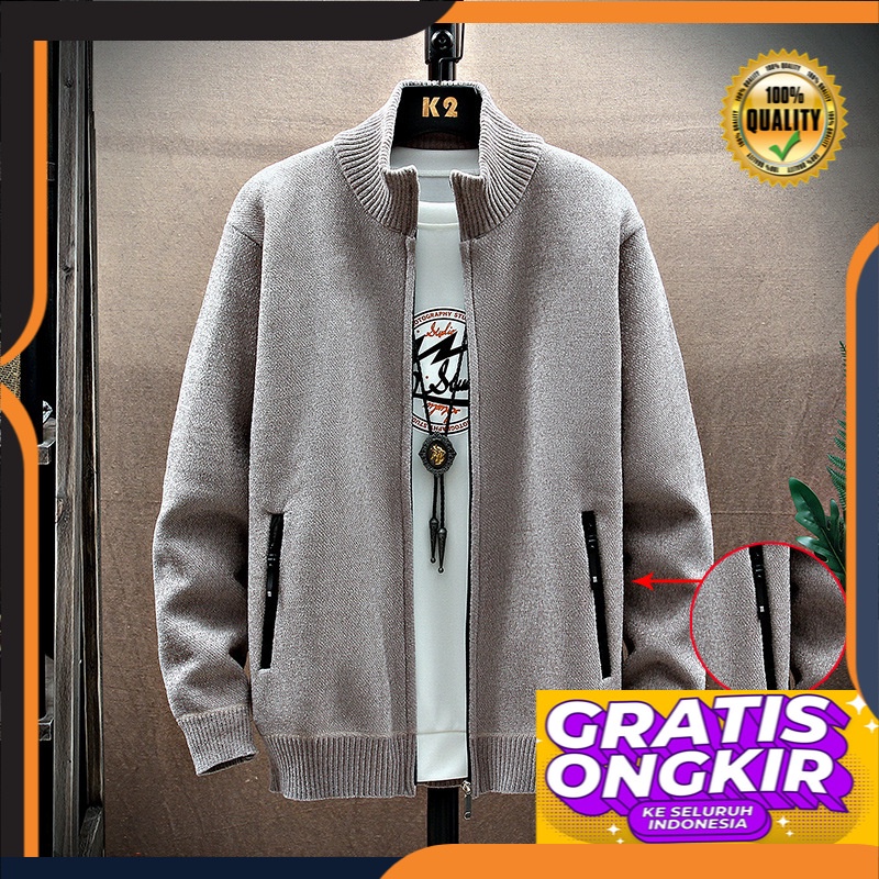 Cardigan Sweater Pria      Korea Longgar Plus Ukuran Pakaian  Mantel Beludru Kasual Rajutan Sweater 