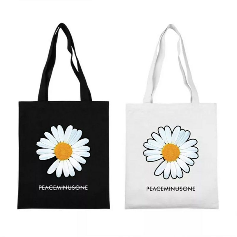 Dem_Sare / DS1092 - PEACEMIN tas tote  Wanita Totebag kanvas Tas Bahu Wanita