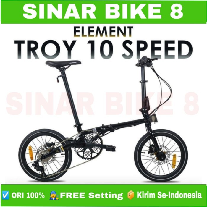 Sepeda Lipat Ukuran 16 Inch ELEMENT TROY 10 Speed Chromoly Hidrolik