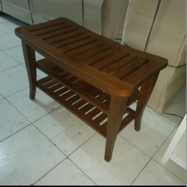 Kursi Kayu Jati Rak Sepatu Sandal Minimalis Modern Kayu Kursi Kayu Jati Rak Sepatu Sandal Minimalis Modern Kayu
