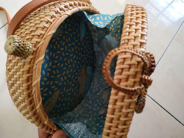  Tas  rotan  mutif rancang diameter  20 cm fita Shopee 