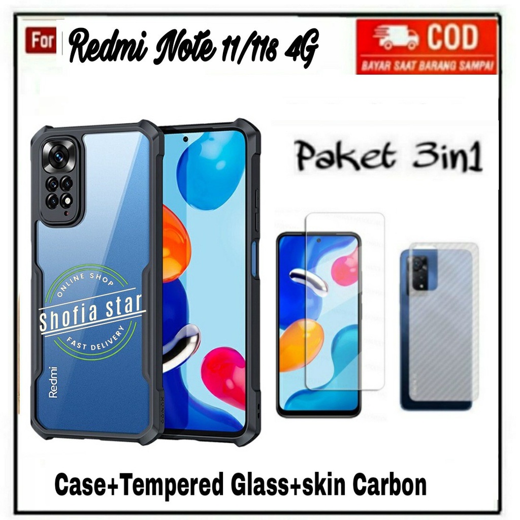 3IN1 CASE REDMI NOTE 11 11S 10 10s 10 Pro SOFTCASE SHOCKPROOF TRANSPARAN CAMERA PROTECT CASING