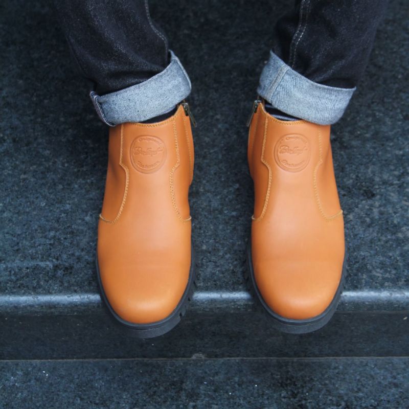 Sepatu Boots Fashion Pria Casual Kulit Asli Sapi Original Bradleys Boot Resleting Zipper Pull Up Leather